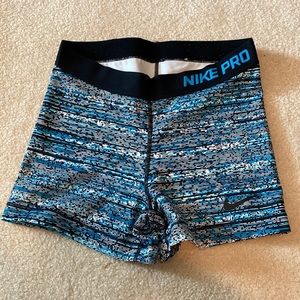 Blue, white, and black NIKE PRO shorts size M. Condition: used - good+clean